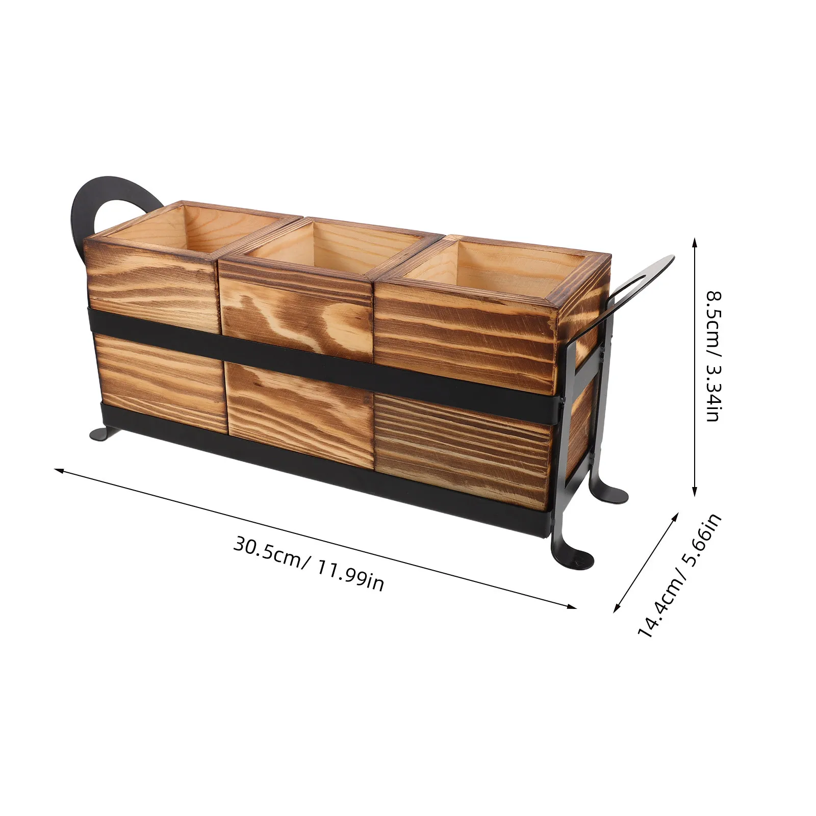 Caddie à ustensiles en bois, organisateur d'argenterie rustique, caddie à couverts, porte-brosse de maquillage, rangement sur comptoir de cuisine