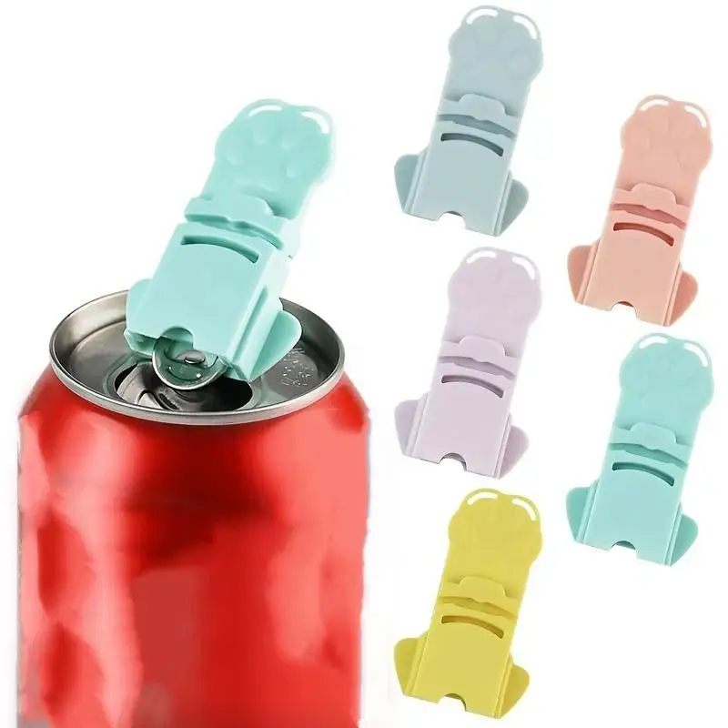 [S]1/5 Pcs Portable And Simple Can Opener Macaron-Colored Cat Paw Shape Bottle Cap Remover Reusable Bottle Opener Kitchen Tools