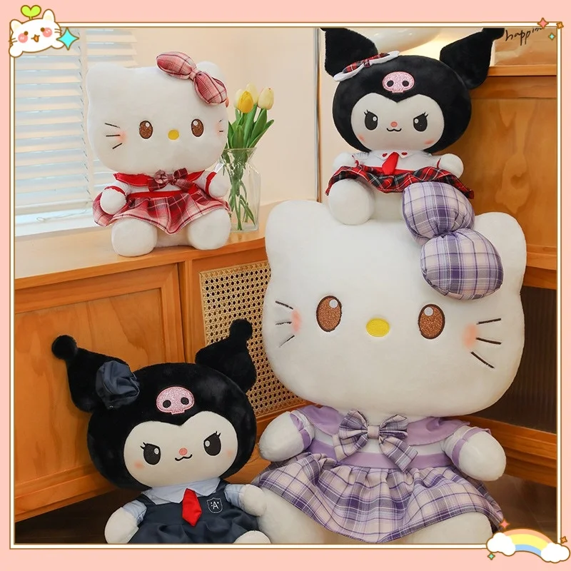 Miniso Kawaii Student Clothing Series Hello Kitty Kuromi Plush Toys Cute Dolls Give Girls Plush Decorations Pillow Birthday Gift