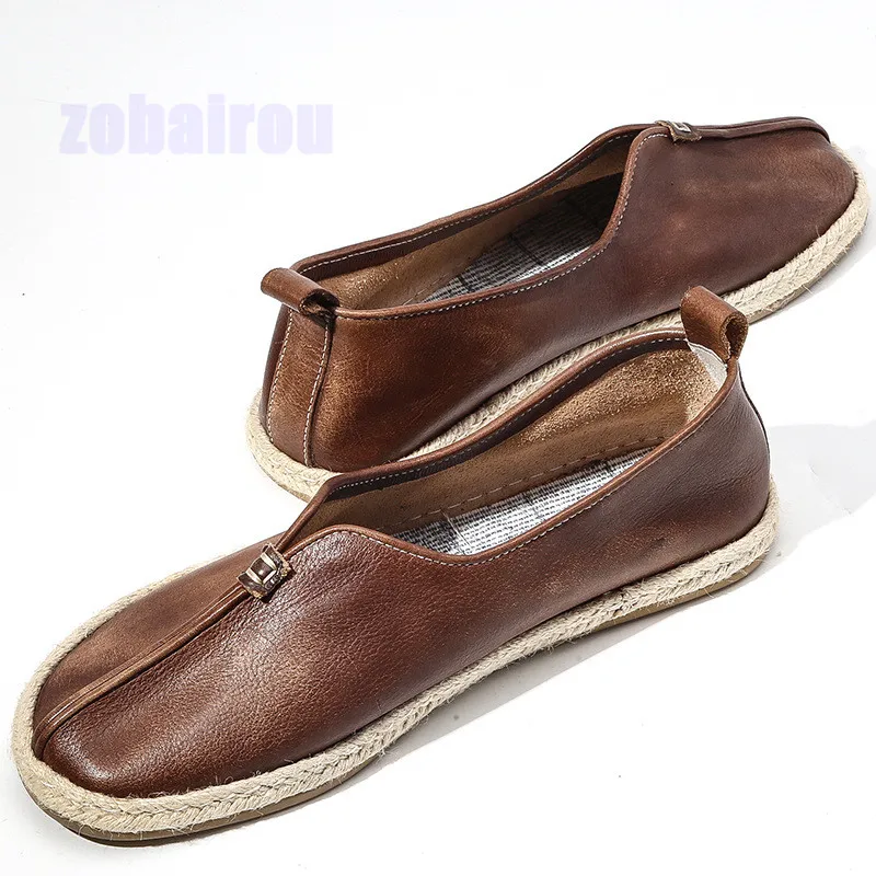 

Handmade Old Style Summer Lazy Shoes Comfortable Round Toe Flat Heel Driving Shoes Trendy Grass Woven Retro Casual Shoes