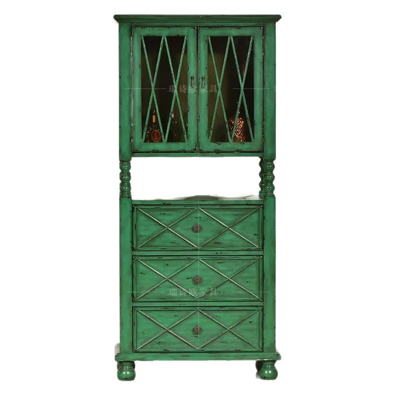 CX solid wood small apartment, living room storage decoration, cabinet vertical sofa side light luxury style