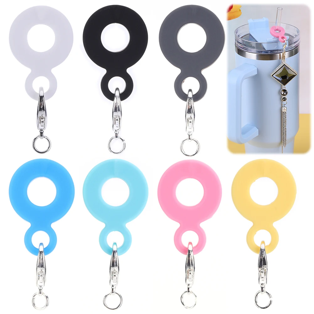 

7Pcs Straw Charm Adapters Silicone Straw Hanging Ornaments Reusable Straw Decorate Pendant for Stanley Cup