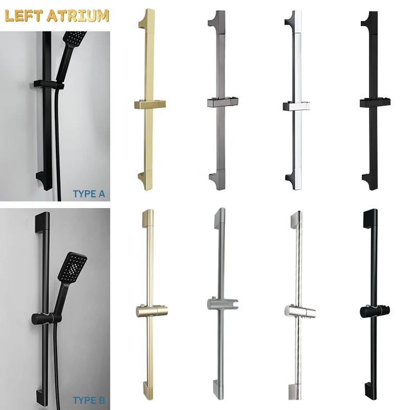 Chrome Brushed Gold Matte Black Gray Sliding Manual Shower Sliding Rod Connector 3-Function Handheld Hose Bathroom Accessories