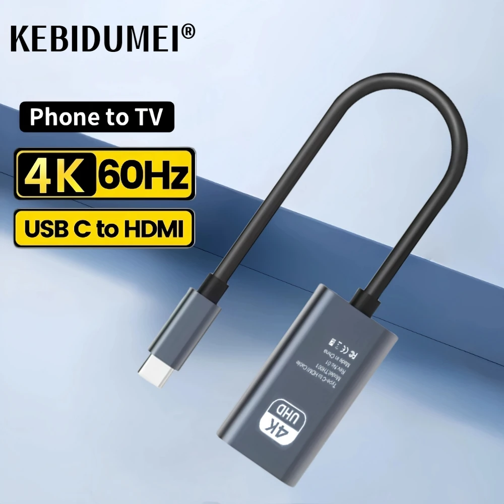 USB Type C To HDMI Compatible 2.1 Cable 4K 60HZ For Mobile Phone TV Laptop USB-C USBC Adapter Video Wire Plug HD Converter