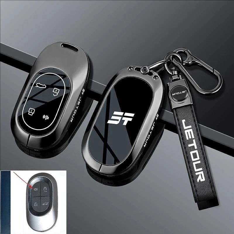 

Zinc Alloy Key Fob Cover for Chery Jetour X70 PLUS CDM/Shanhai L9/L7 Plus, Heavy Duty Metal Protective Case Shell with Keychain