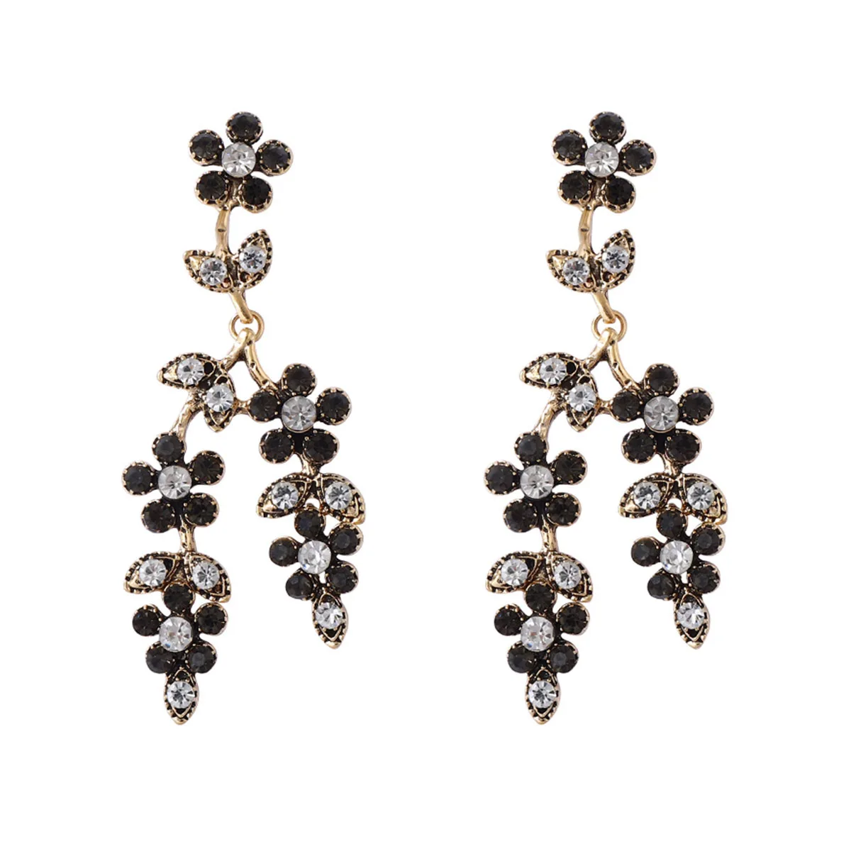 Anting-anting bunga berumbai mewah bertabur rhinestones ZAA Charms Jewelry, aksesori pesta liburan vintage trendi untuk wanita, hadiah