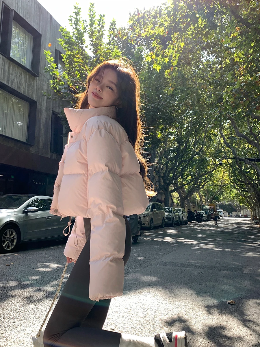 

x Stevens Women's ort Thiened Du down Jaet Stand Collar Pink Winter Coat 90% White Du Feather Casual Sle