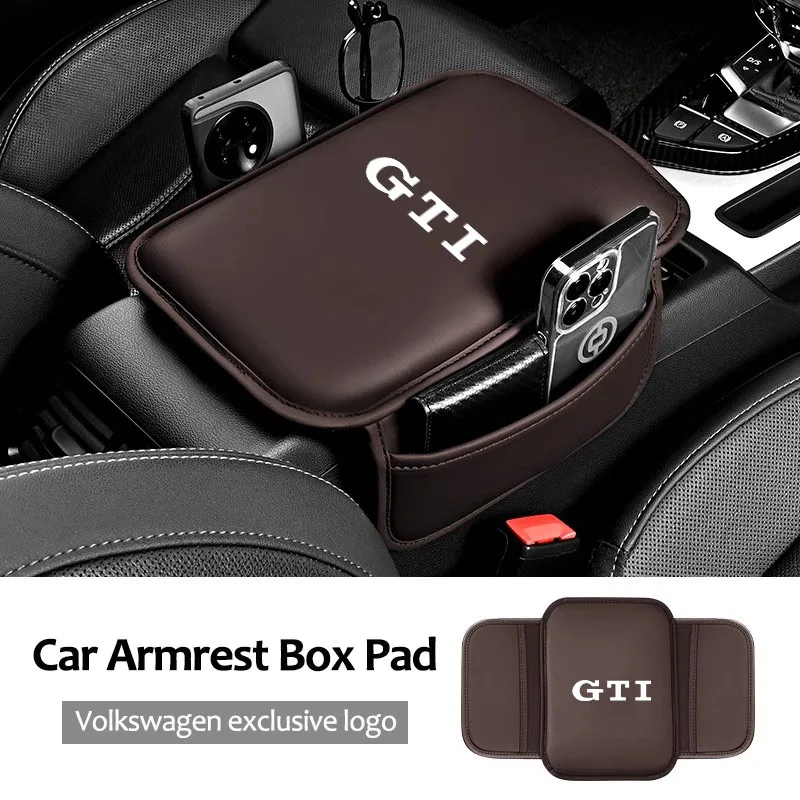 Cup Holders Car Leather Armrest Box Heighten Protective Pad Memory Foam Arm Rest Cushion For For Volkswagen GTI T-ROC GTD Atlas