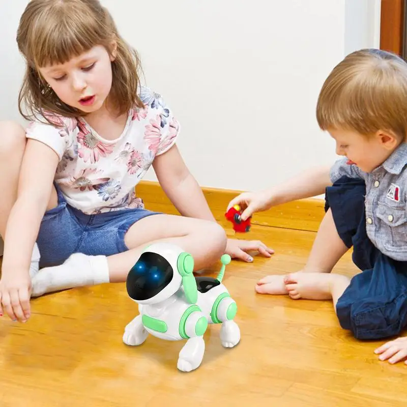 Robô cão brinquedo de controle remoto eletrônico animais de estimação brinquedos cães robóticos engraçado interativo dublê filhote de cachorro com som para criança idade 3-7