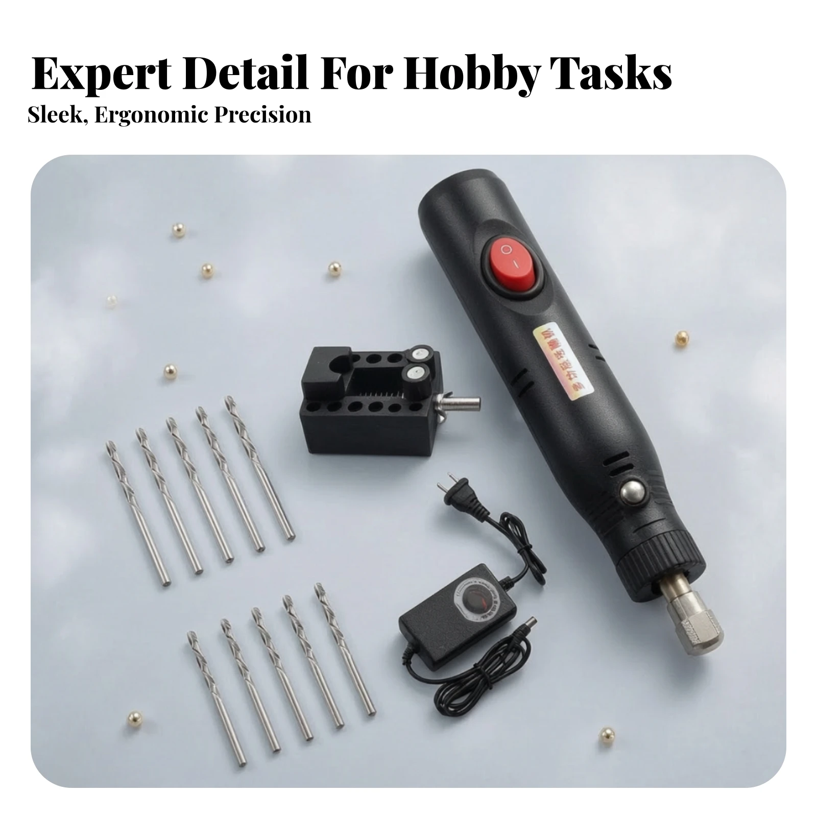 Mini Drill Pen Kit Stepless Speed-Adjustable Mini Electric Drill with Vise Drilling Pen 12V Corded for Crafters, Crafting
