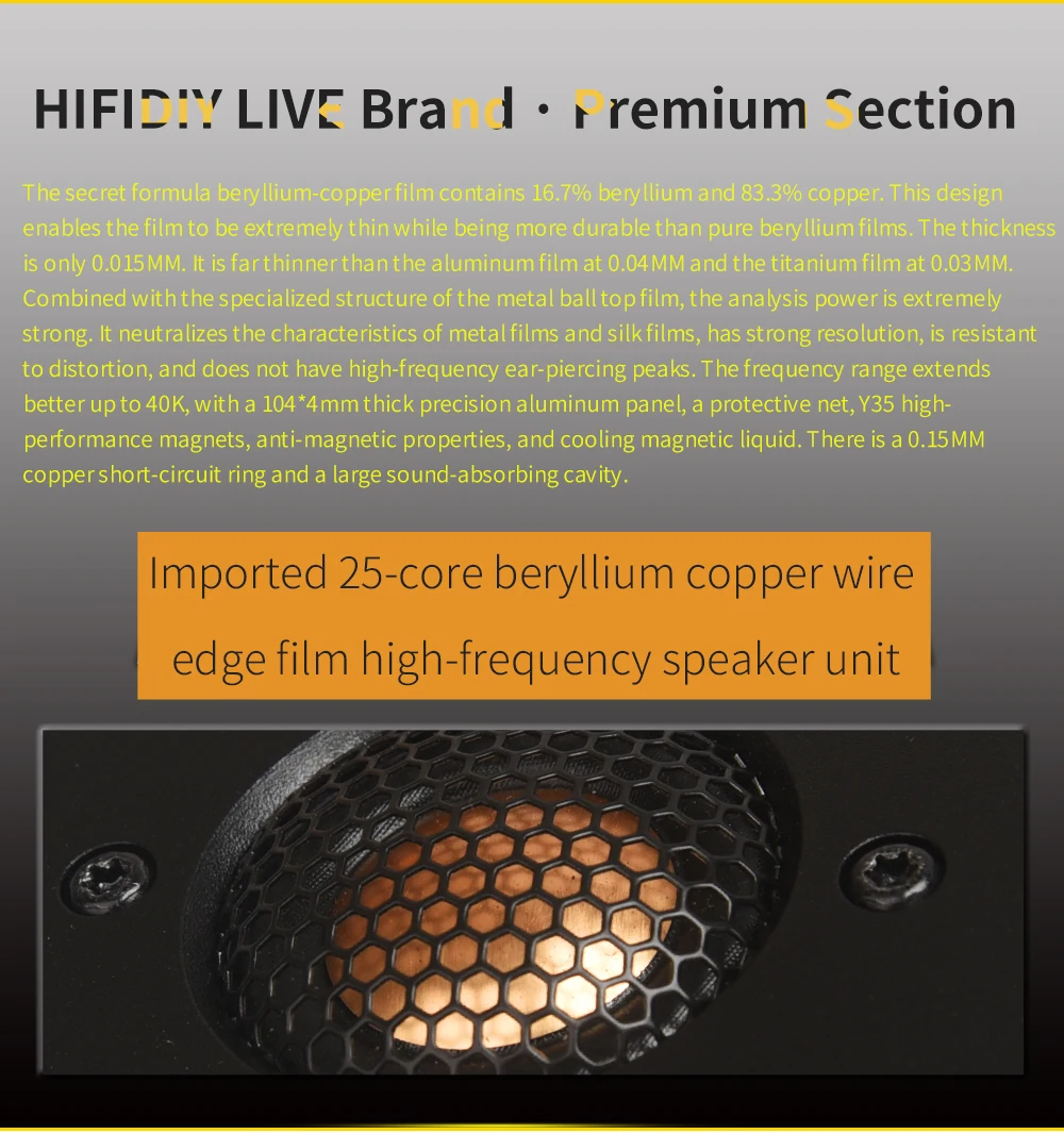 HIFIDIY LIVE hifi 4 inch  Tweeter Speaker Unit Beryllium copper film 6 OHM 30W  Aluminum panel Treble Loudspeaker C1-104S - Image 3
