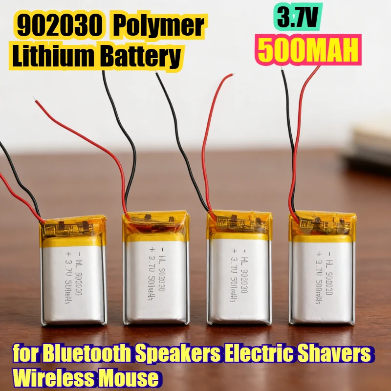 

Литий-ионный полимерный аккумулятор 500 мАч 902030, перезаряжаемая батарея для Bluetooth-колонок, электробритв, беспроводных мышей