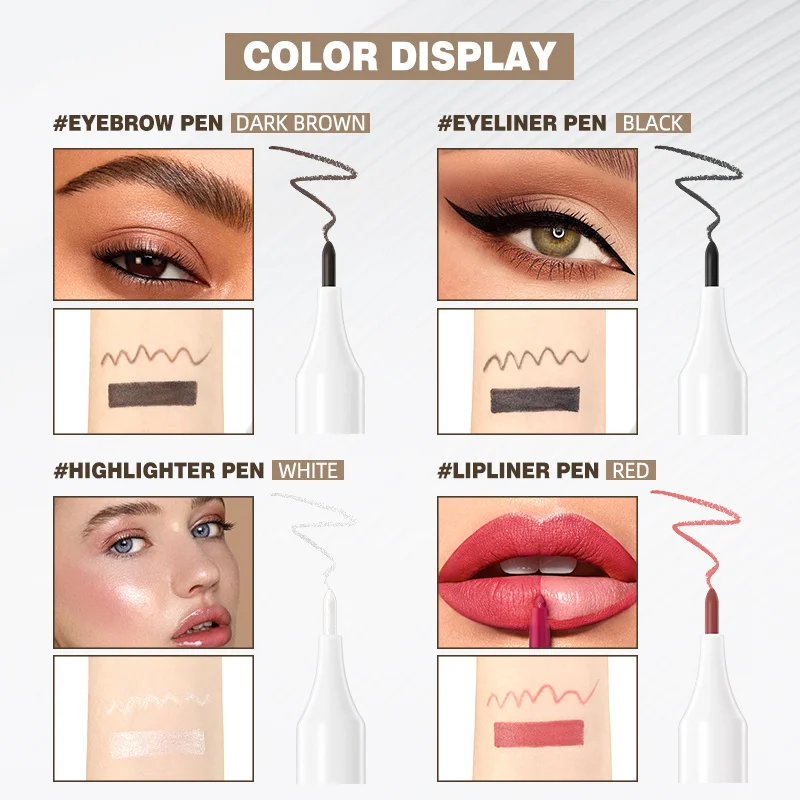 Multifunctionele make-uppen, lip, oog, gezicht, highlight-persen, gemakkelijk te kleuren, waterdichte en natuurlijke geïntegreerde pen