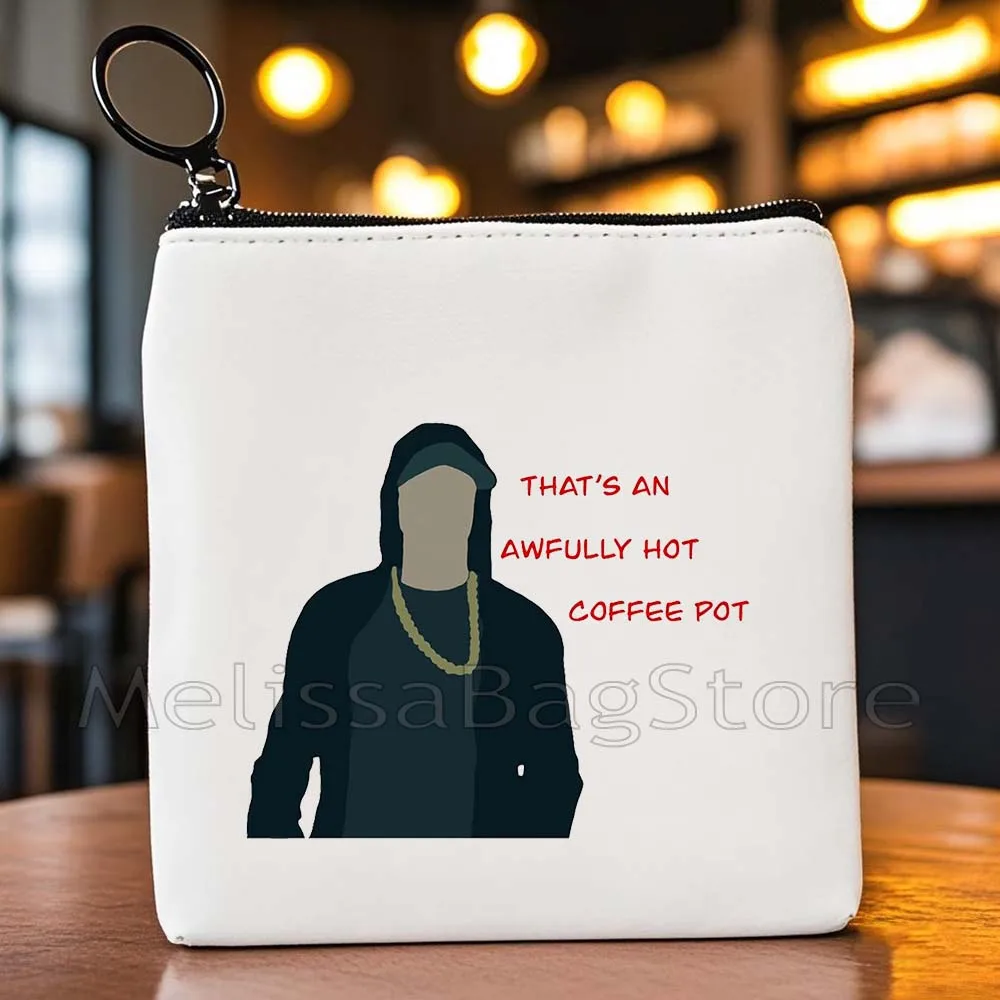 Eminem Rap God Horns The Death of Slim Shady Rabbit Music Fan Gifts Canvas Coin Purse Bag Small Square Key Card Bag Wallet Pouch