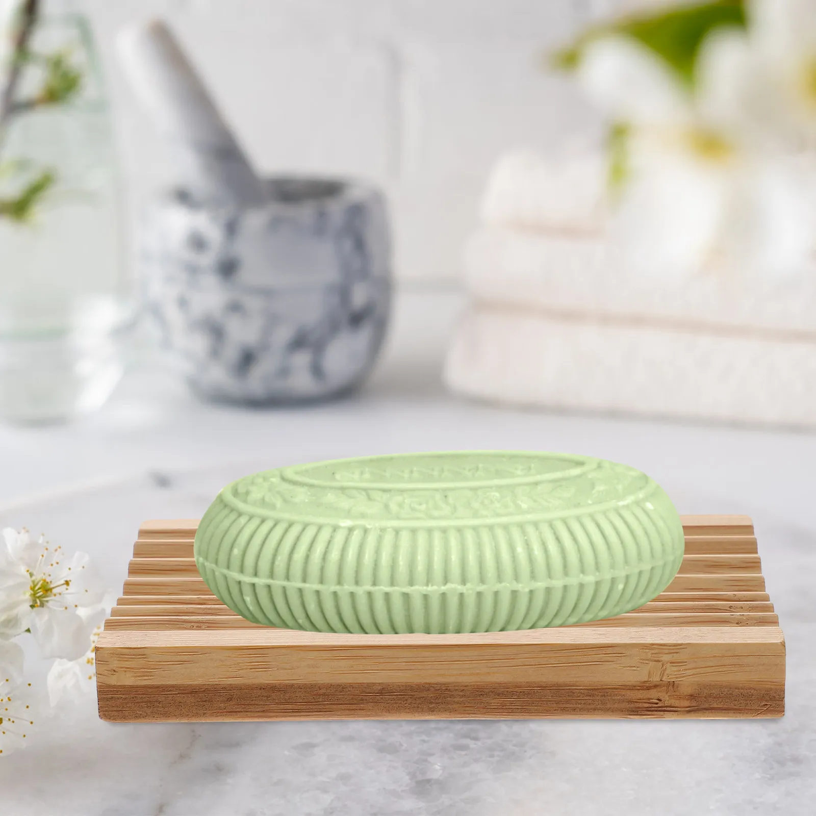 

2Pcs Bamboo Wavy Soap Tray Multi Functional Drain Holder for Bar Soap Bathroom Shower Kitchen Bathtub Sink Storage