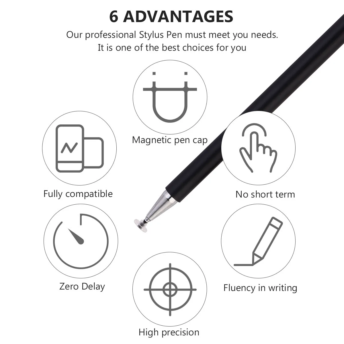 

1Pcs Premium Material Stylus Pen Suitable for All Capacitive Touch Screen Smartphones Tablets Compact Size Easy to Carry Black