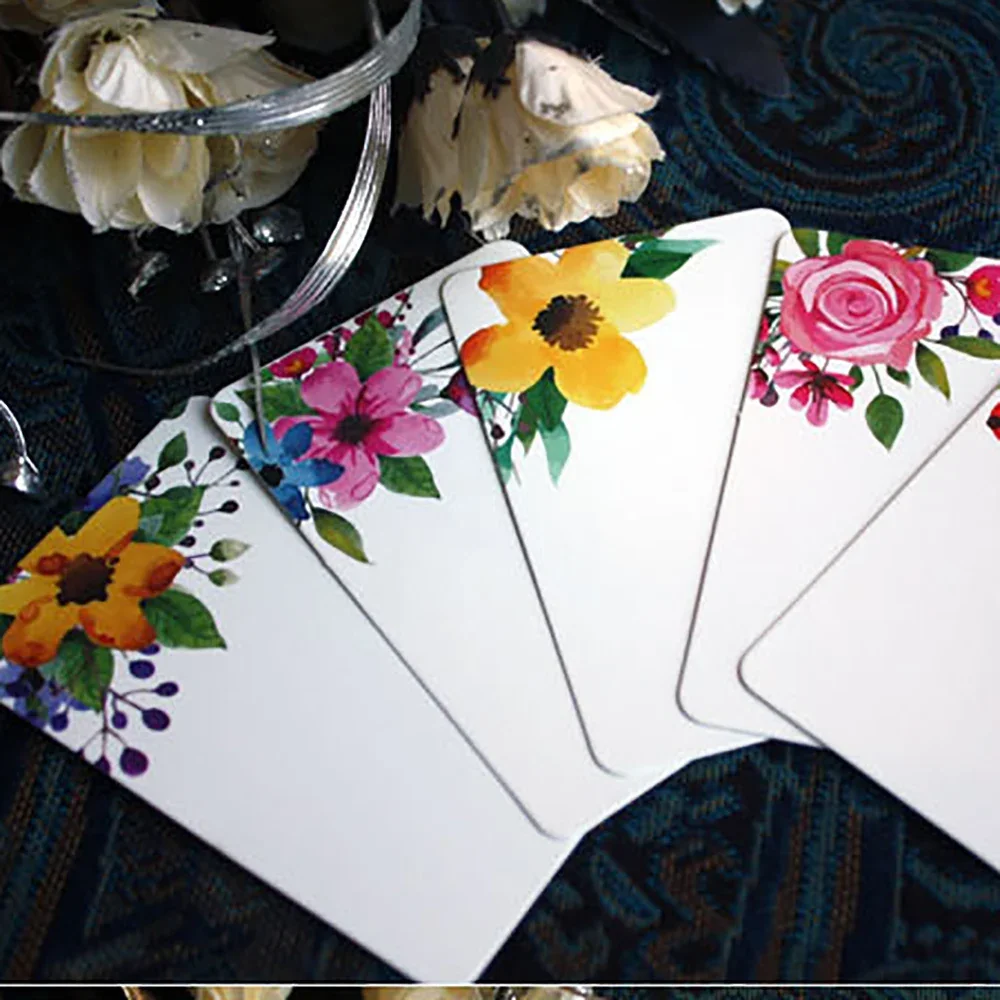 DIY 40/50pcs การ์ดอวยพรทําด้วยมือดอกไม้ข้อความสมุดภาพกระดาษการ์ดโปสการ์ดการ์ดเชิญงานแต่งงาน