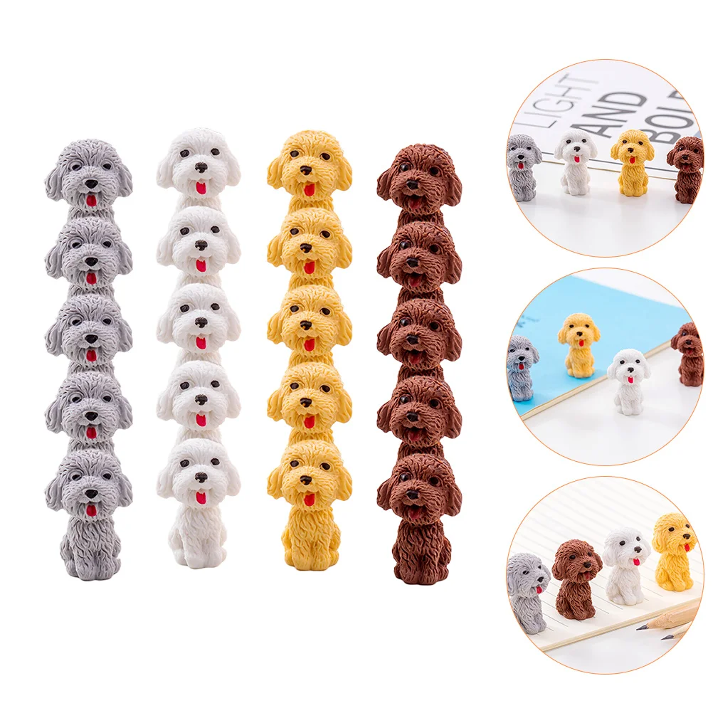 20-delige hond ​ ​ potlood Gum Leuke gummen 3D Miniatuur Creatieve Cartoon Rubber Dierencadeau Puppy