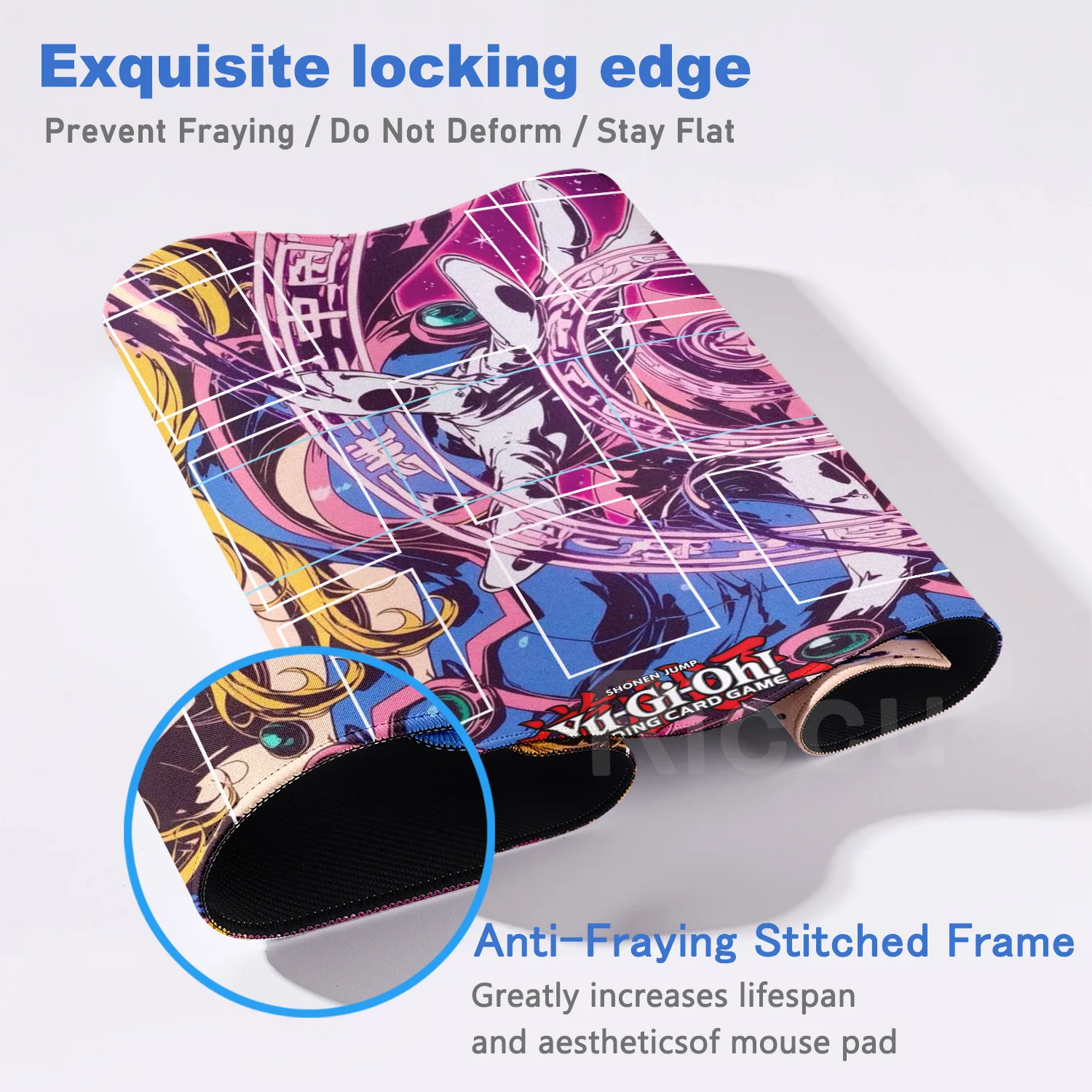 XXL Yu-Gi-Oh! Podkładka pod mysz do gier, obszyte krawędzie, mata biurowa, akcesoria PC, podkładka pod mysz, mata na biurko do gier z kartami kolekcjonerskimi. — zdjęcie produktu 4