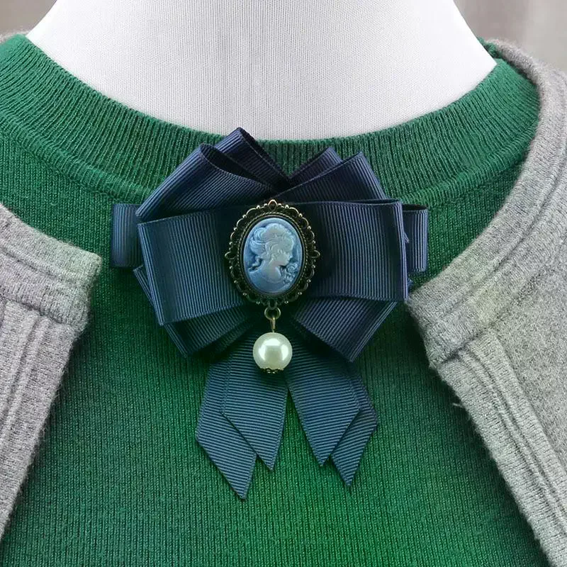 Retro Ribbon Bow Brooch Suit Shirt Collar Pin Mourning Brooch Female Clothing Corsage Clothes Decoration Accessories