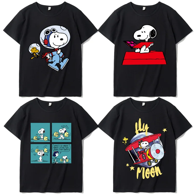 Snoopy Top Anime  Fashion Cartoon T-shirt Y2k T Shirt Short Sleeve Couple T-Shirt O Neck Top Summer Oversized Cotton Tee