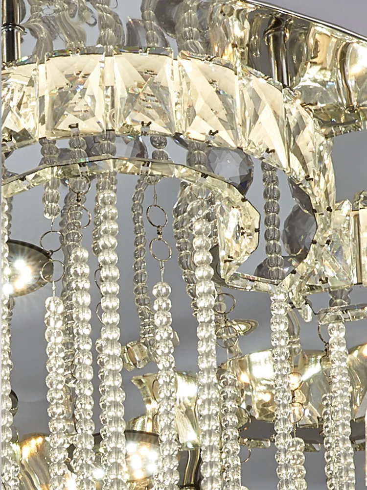 

Modern Nordic Style Chandelier New Chain Crystal Ceiling Lamp Lustre Dimmable With For Living Room Kitchen Island Interior Decor