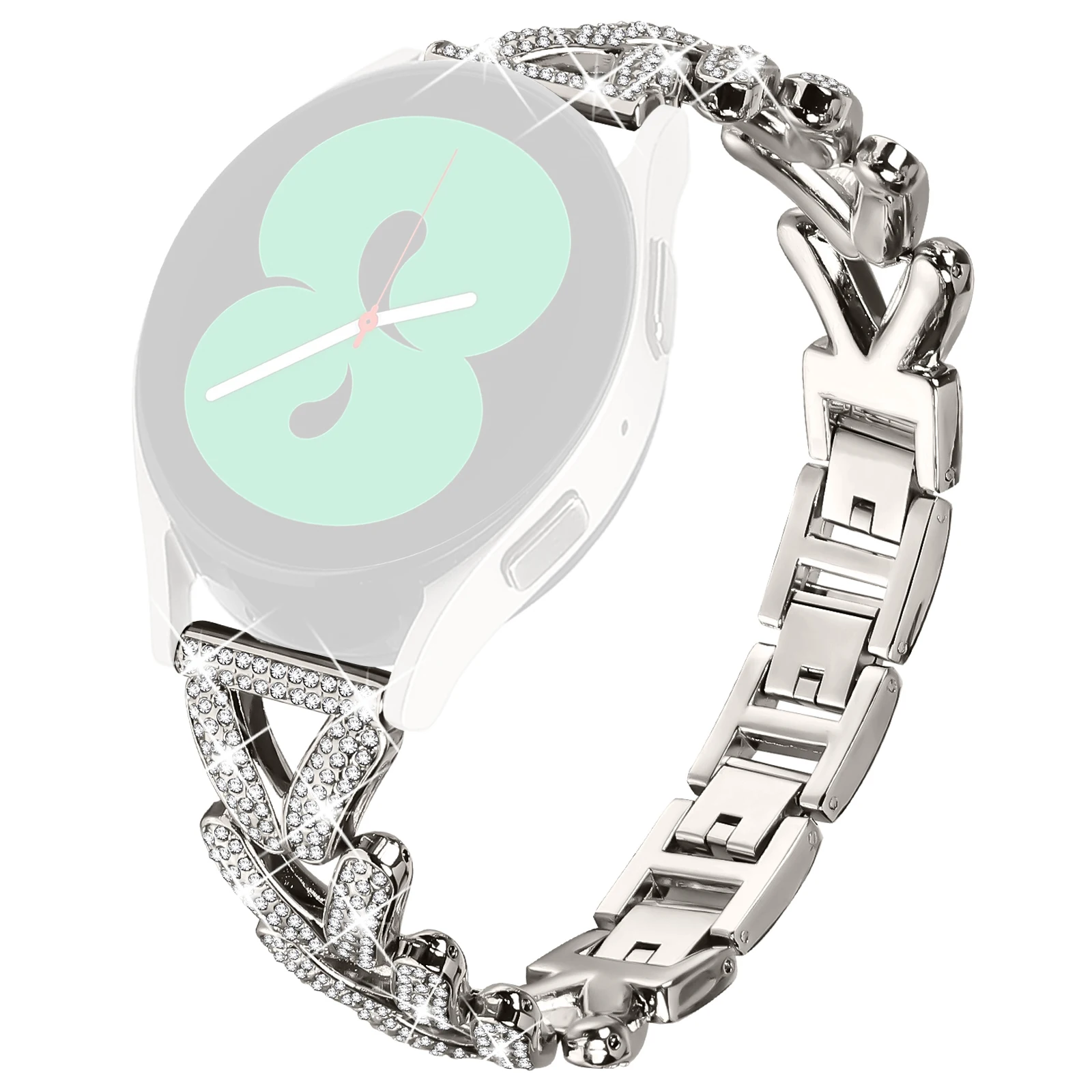 

Zinc Alloy Twisted Watch Band Rhinestone Decor for Samsung Galaxy Watch Active Watch Strap Replacement - Starlight