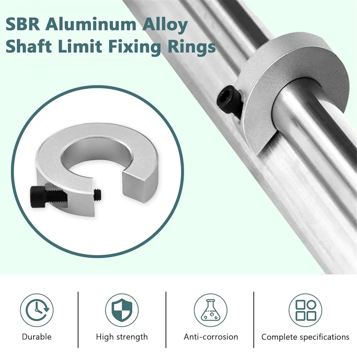 8 Stück SBR20 Linearschienen-Anschlagkragen, Schaftbegrenzung aus Aluminiumlegierung mit Schraubenschlüssel, Stoppkragen für lineare Schienenwellen