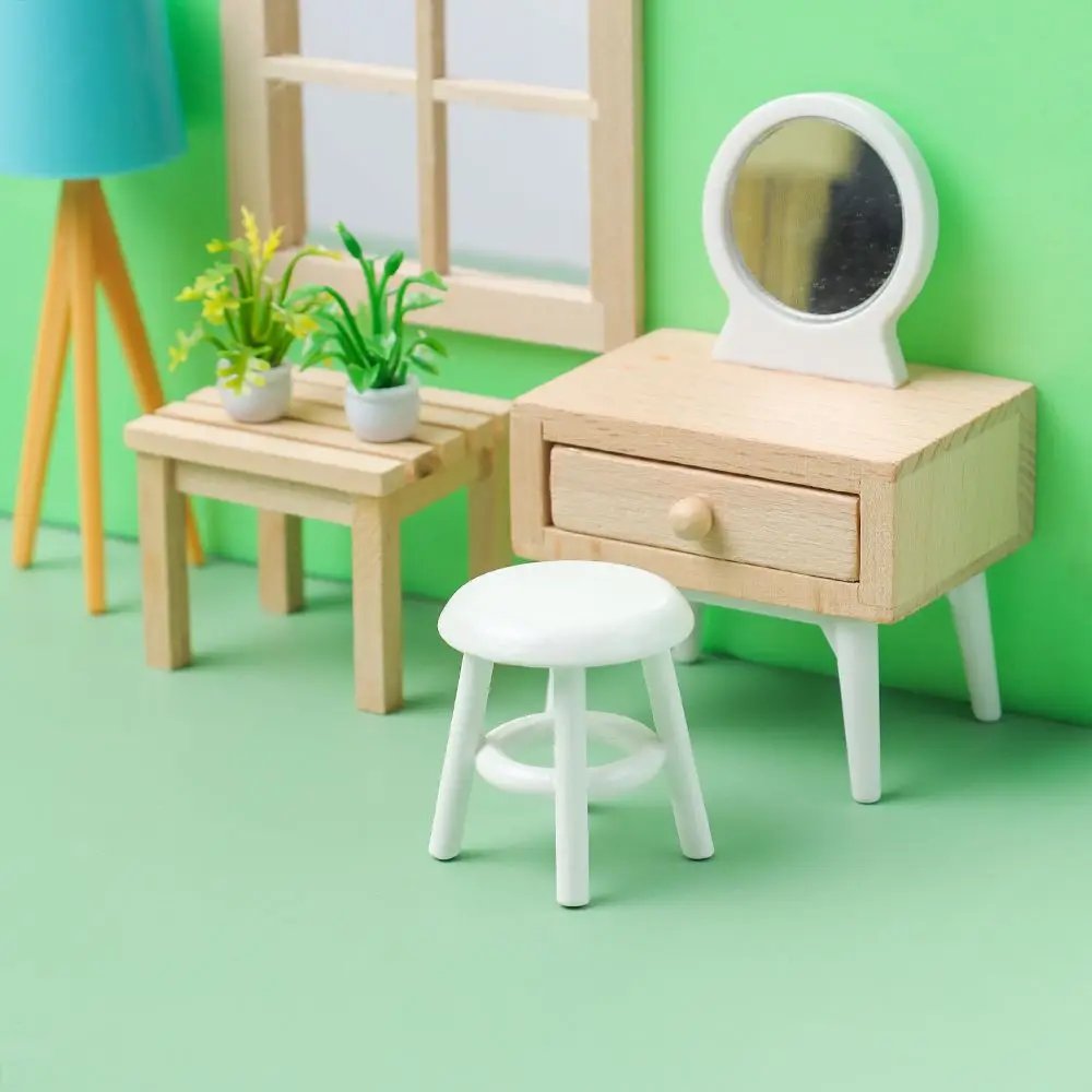 1:12 Scale Playing House Restaurant Livingroom Miniature Chair Sofa  House Accessories Wood Mini Stool Dollhouse Furniture