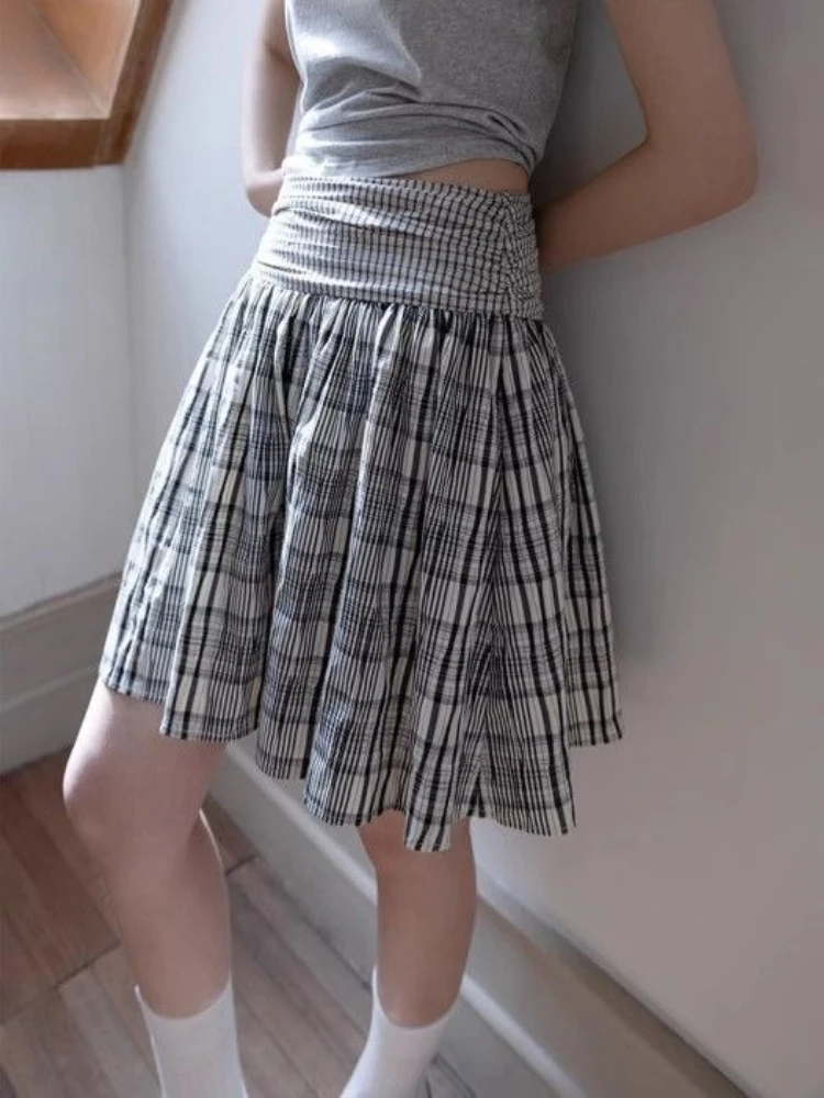 

Deeptown Japanese Style Plaid Skirt Women Vintage Harajuku Y2k Short Skirts Preppy Style Sweet Retro Casual Ruffle Mini Skirts