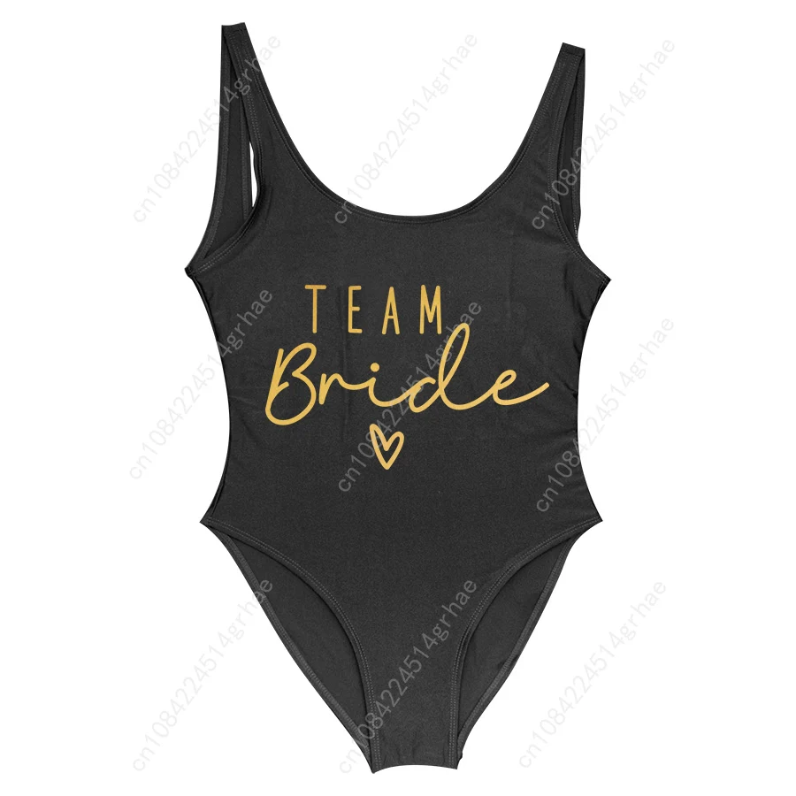 2025 New S-3XL Team Bride One-Piece Swimsuit Woman Green Swimwear Hen Bachelorette Party Swimsuits Beachwear Bridal Bathing Suit
