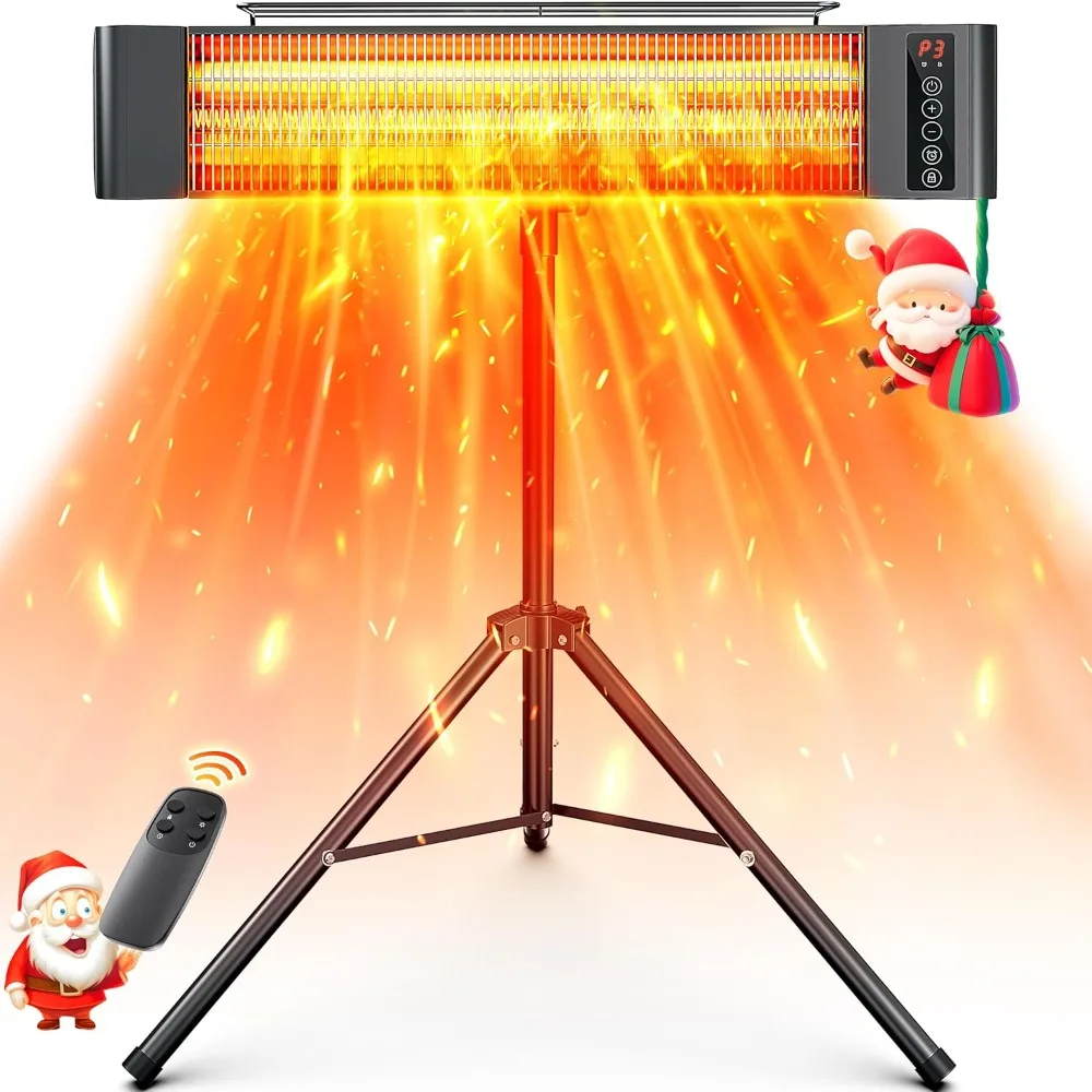 

Outdoor Heaters, Electric Infrared Patio Heater with Remote and 12H Timer, IP65 Waterproof, 3 Heat Levels, Wall Mount