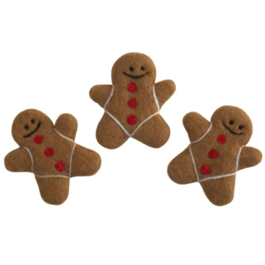 

Wool Felt Gingerbread Man Shapes, 3" Tall, Handmade Felted Christmas and Winter Decor, Set of 1, 3 or 5, Holiday Bowl Filler, T