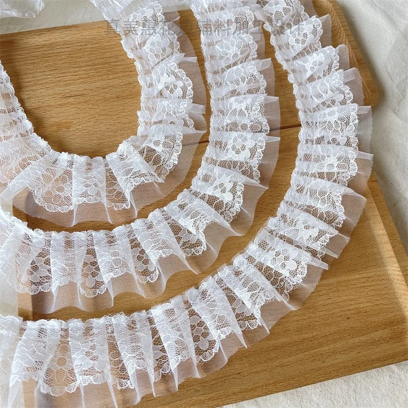 

50Yards Doll Dress Wedding Clothes Lace Fabric Embroidered Ruffle Trim DIY Dress Apparel Collar Sewing Decoration