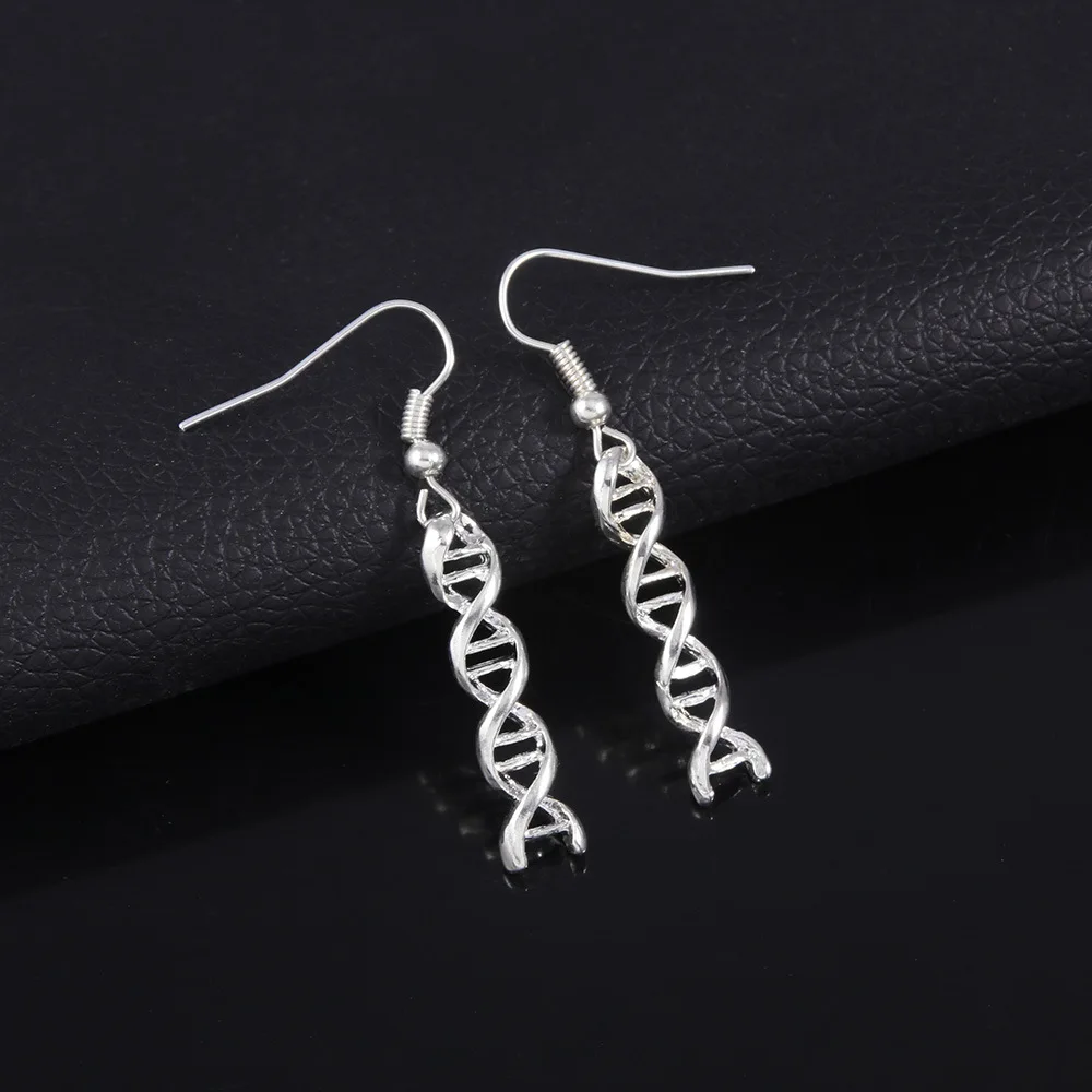 Fashion Spiral Chemistry Science Molecule Structure Earrings Double Helix Spiral DNA Gene Drop Earrings for Women Jewelry