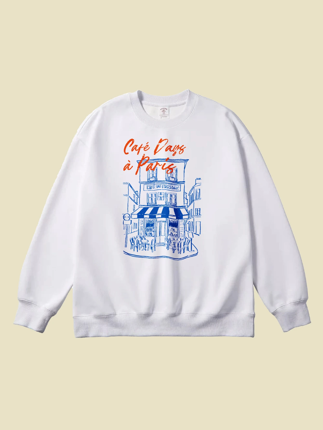 سترة رسم باريس كاجوال متعددة الألوان برقبة دائرية للنساء فضفاضة من القطن الخالص لمظهر أزياء الهالوين الرياضية للخريف والشتاء