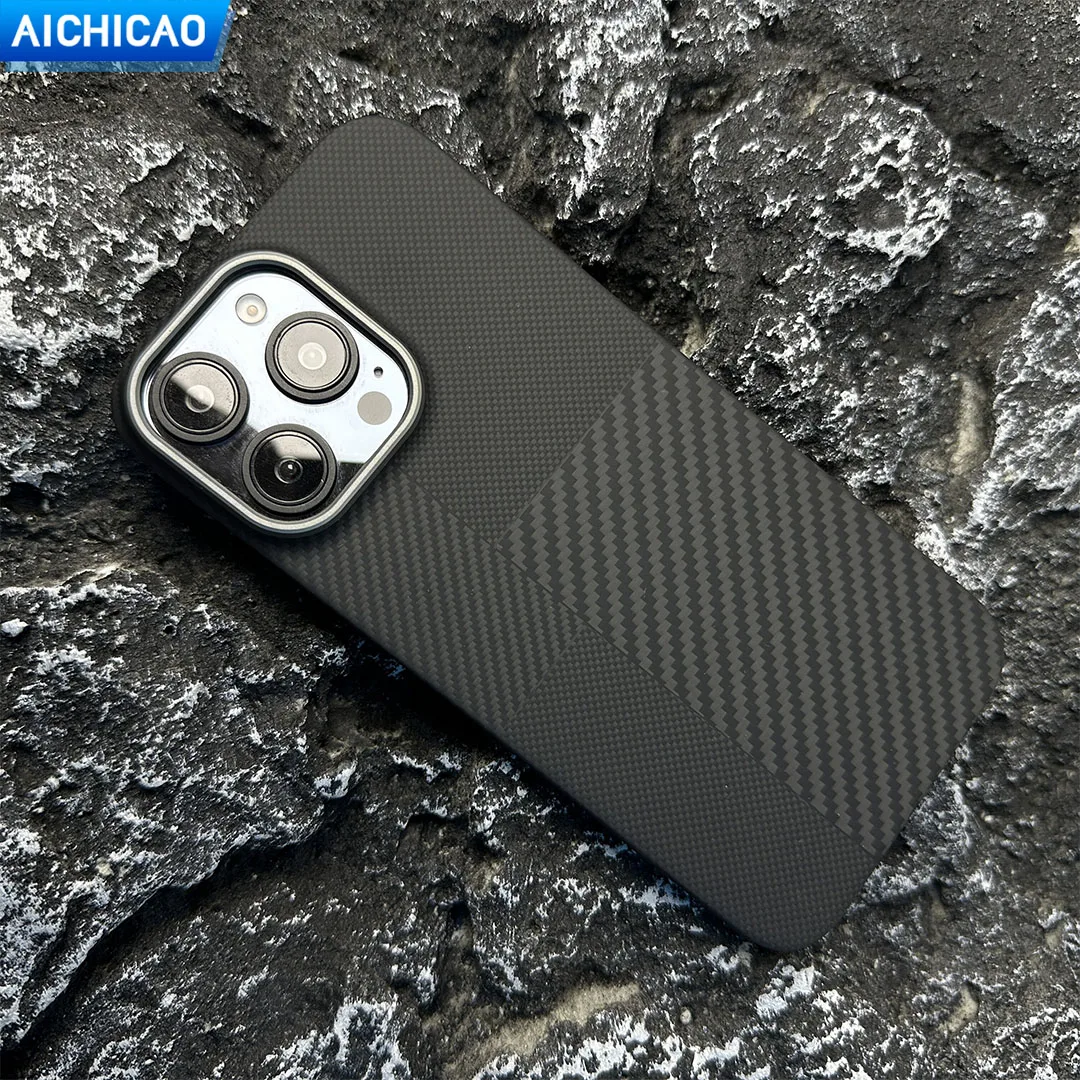 

ACC-Real Carbon Fiber Phone Case For iPhone 16 Pro Max Aramid Fiber Mondrian Art Splicing case Ultra-Thin No Case Feel case