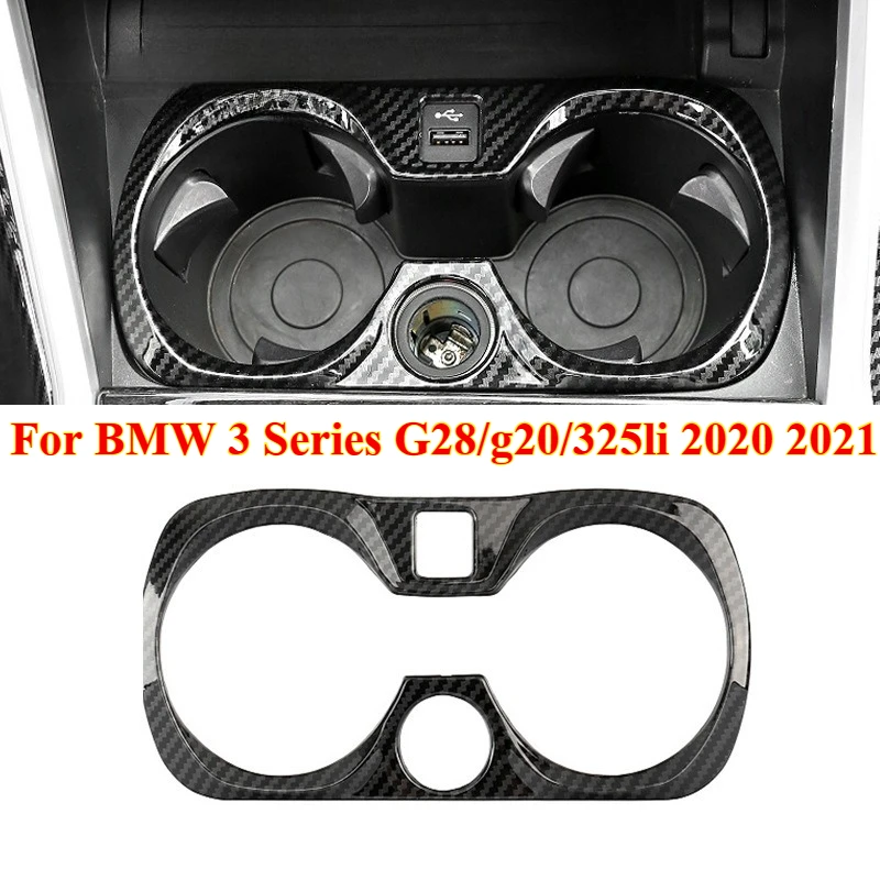 

1PCS Car Carbon Fiber Gear Shift Water Cup Holder Panel Cover Auto Decoration Sticker for BMW 3 Series G28/g20/325li 2020 2021