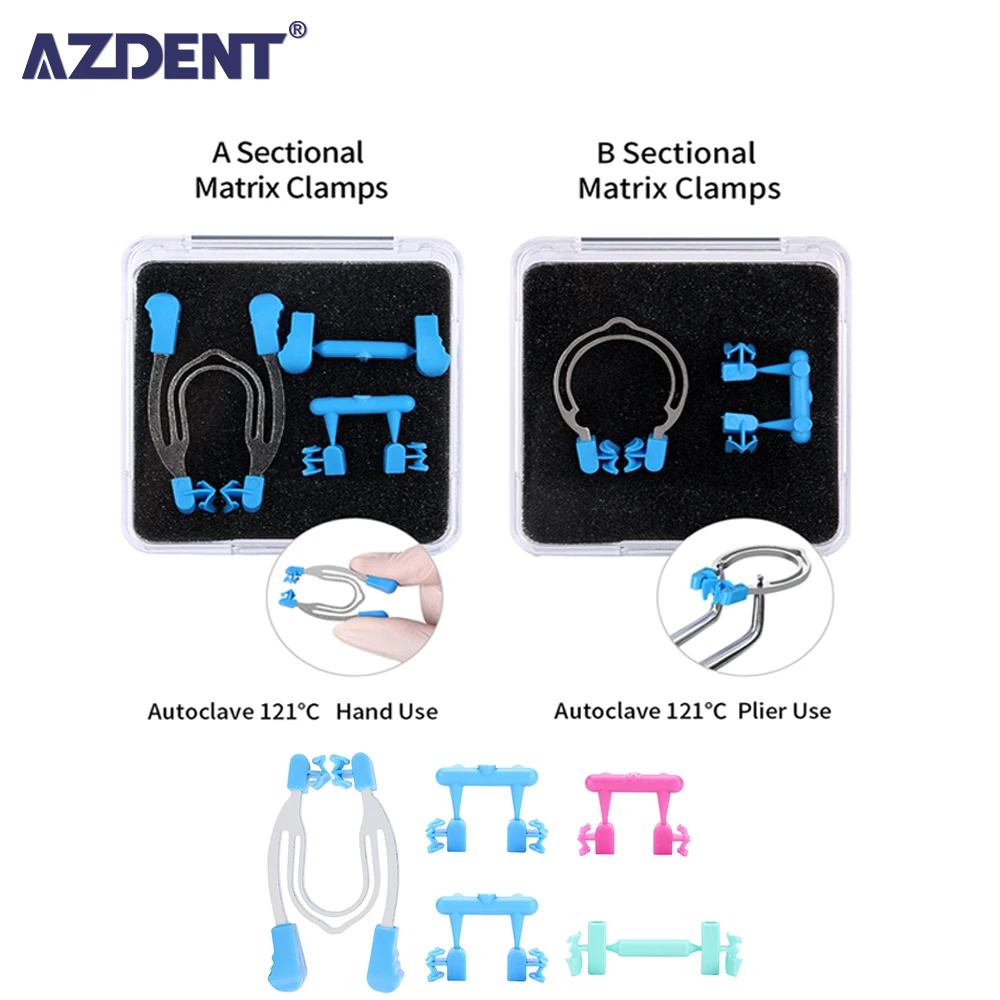 

AZDENT Dental Matrix Sectional Contoured Matrices Clamps Wedges Metal Spring Clip Rings Dentist Tools Dental Lab Instrument