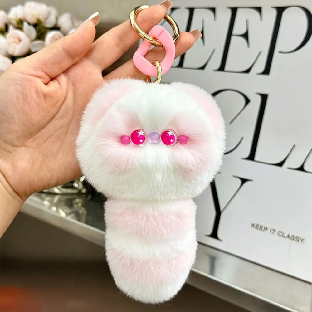 High Quality Cute Rabbit Fur Keychain Fur Pompon Fluffy Kitten Doll Ring Cartoon Cat Delicate Car Key Pendant Small Gifts