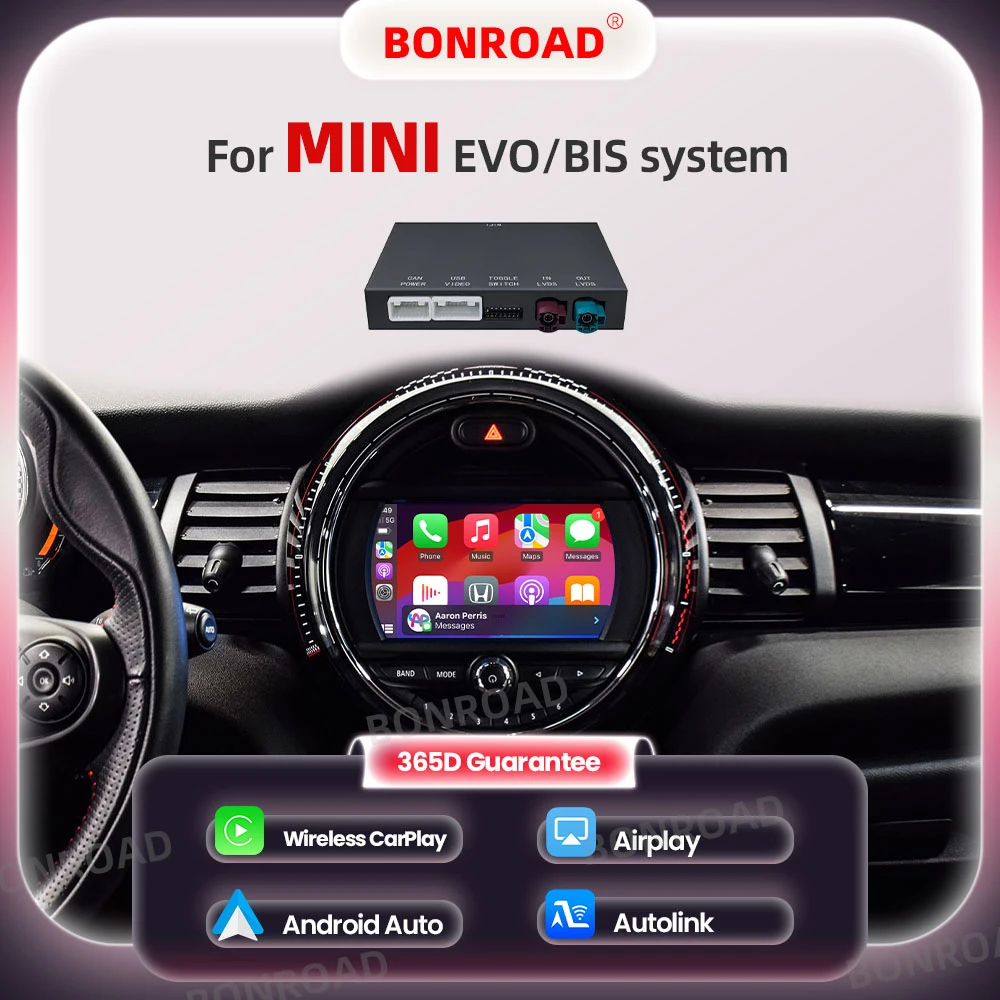 Boîte de décodeur d'interface automatique sans fil CarPlay Android, pour BMW MINI Cooper F55 F56 F57 F54 EVO vers GPS, lien miroir Bluetooth
