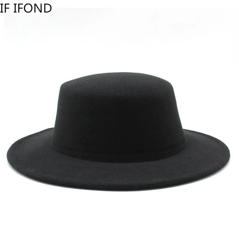 Autumn Winter Kids Felted Fedoras Hats for Boys Girls Solid Imitation Woolen Flat top Jazz Caps Childs Formal Dress Hats