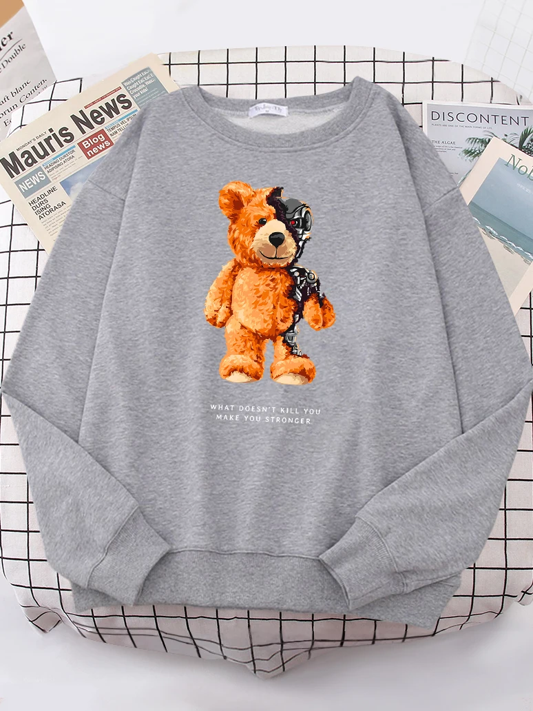 Teddy Bear Show You What I Am Really Look Like Hoodie Female Hipster Oversize Hoody Casual Sweatshirt Streetwear Soft Pullovers