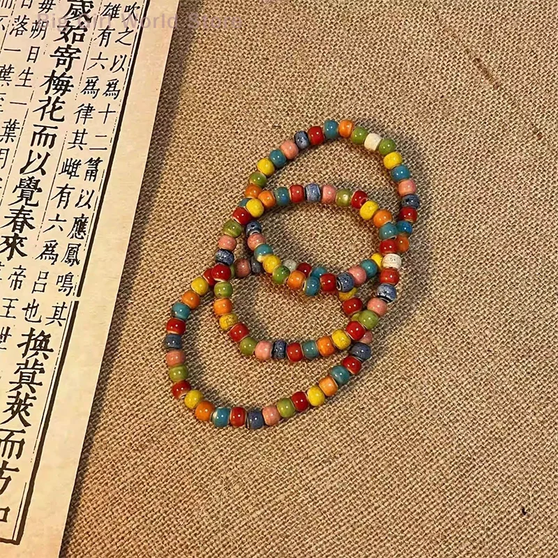 سوار فريد من نوعه مصنوع يدويًا من السيراميك الدوبامين، إكسسوارات عصرية ملونة، تصميم مرن هدية مجوهرات للرجال والنساء #5