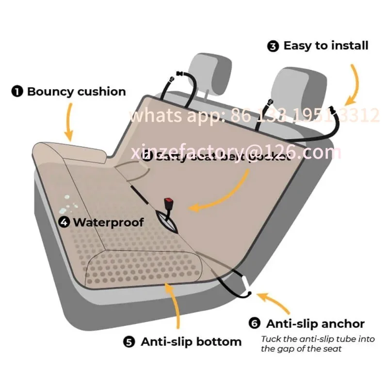 

Customizable Waterproof Dog Car Seat Cover Pad Double-sided Fabric Kennel Pet Supplies Travel Car Seat Protector Anti-scratch Ma