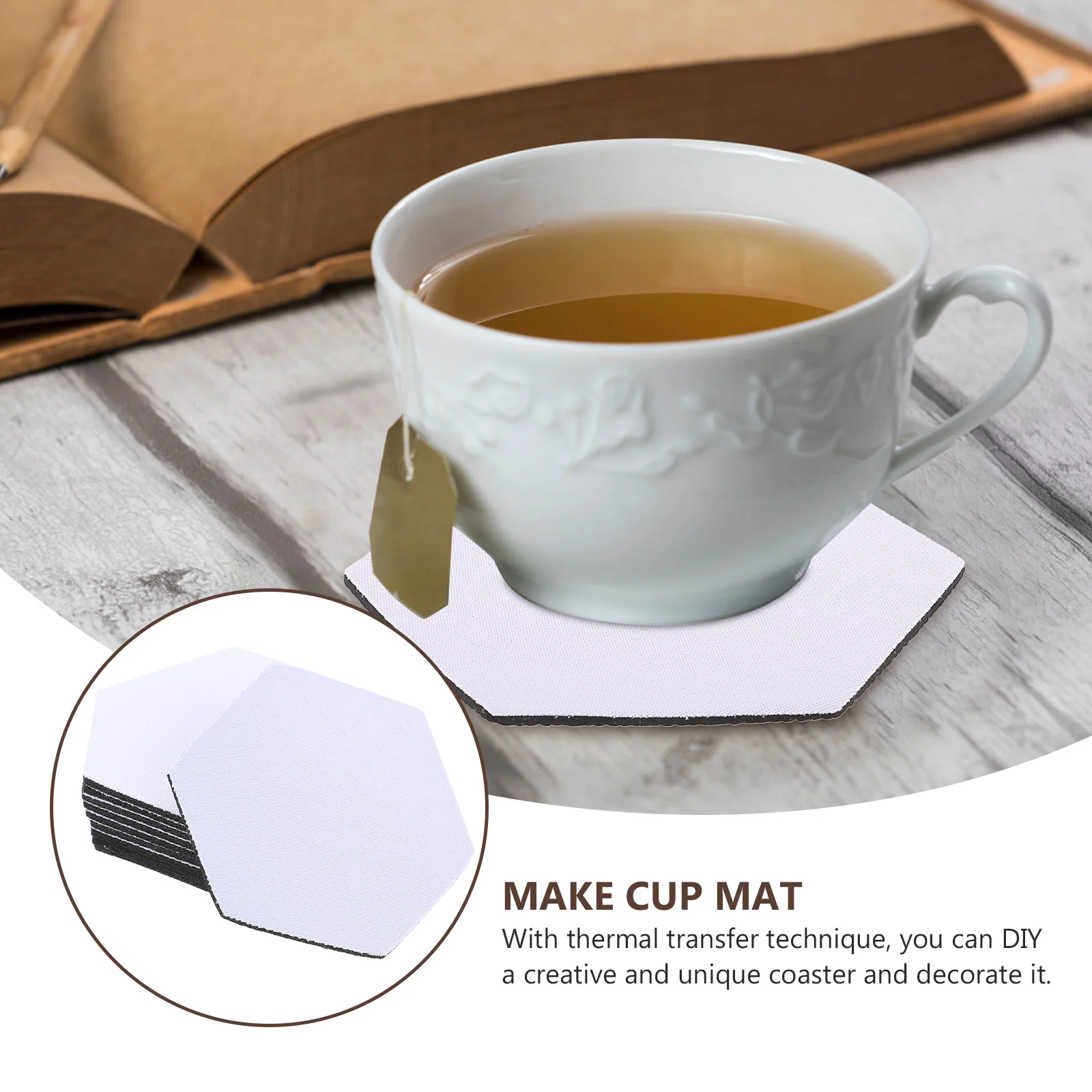 

10pcs Thermal Transfer Coasters Blank Sublimation Cup Mats Heat Resistant Diy Tableware Pads For Home Café Restaurant Scald