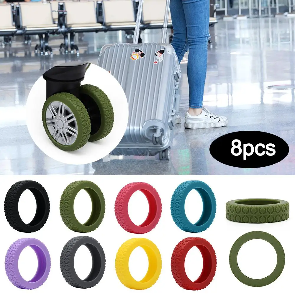 8pcs Luggage Caster Shoes Luggage Wheels Protector With Silent Sound 7Silicone Luggge Accessories Trolley Box Casters Cover