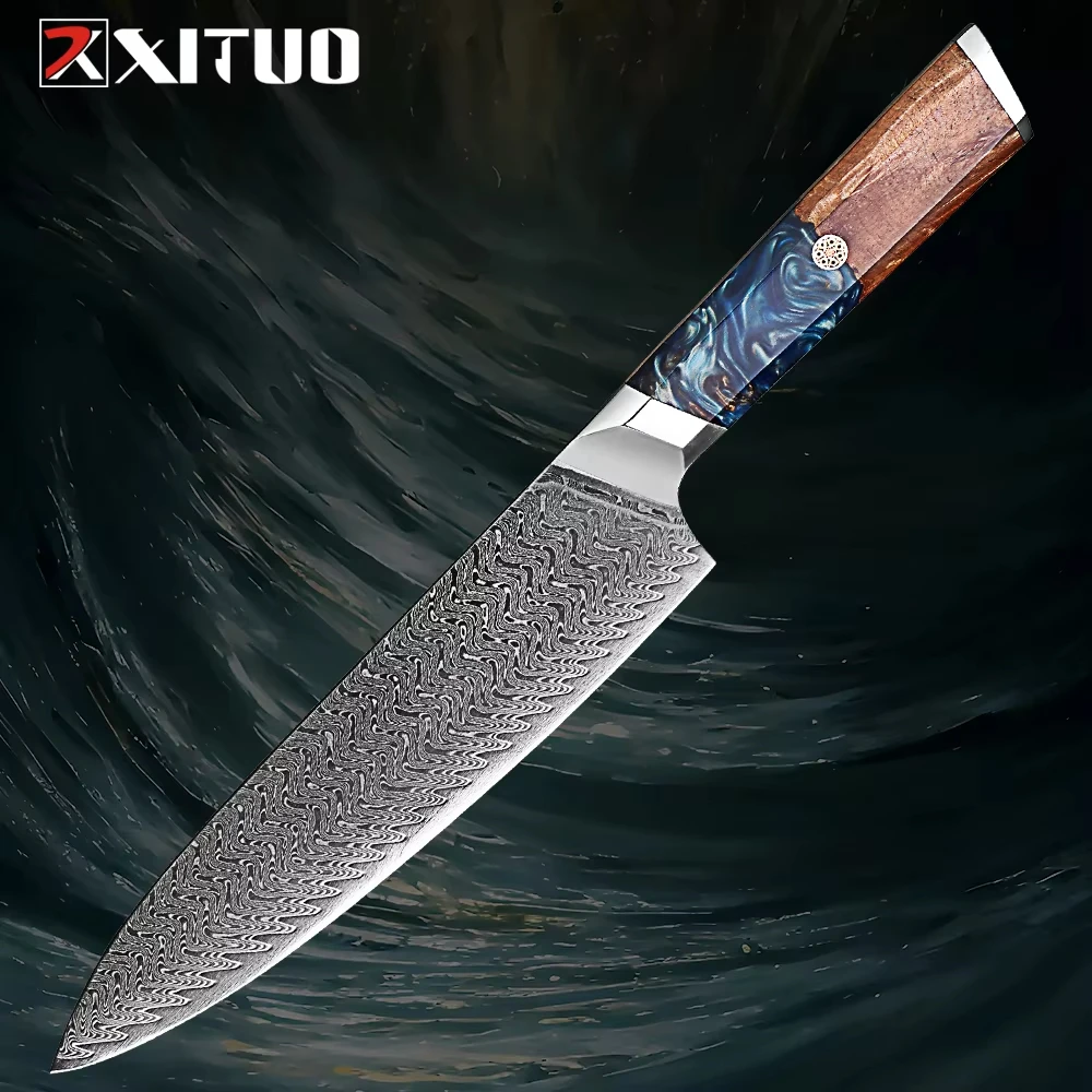 

Damascus Chef Knife 8 Inch,Japanese Kitchen Knife with VG10 Steel Core,Ultra Sharp Professional Chef Knife,Kitchen Cooking Knife