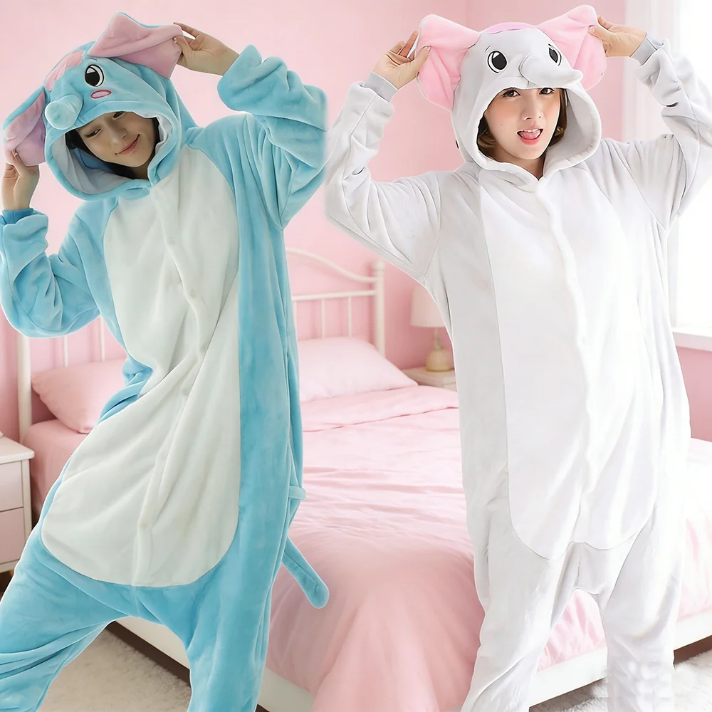 

Сине-серый флисовый комбинезон-слон для взрослых, пижама, костюм для косплея животного на Рождество и Хэллоуин, женский и мужской цельный комбинезон для сна