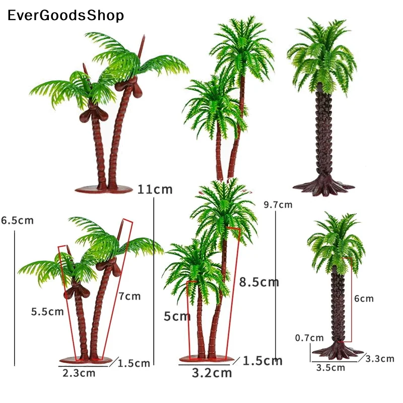 New 5PCS DIY Park Rainforest Train Railroad Decor Dollhouse Simulation Coconut Palm Tree Model Building Landscape Miniature Tree